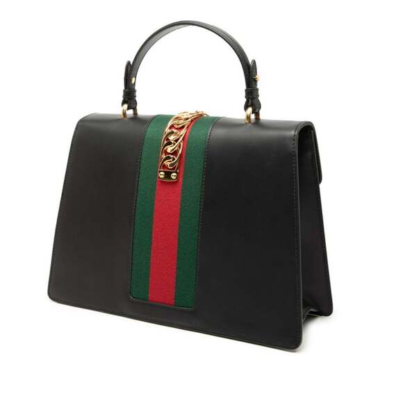 Gucci Sylvie Medium Handbag/Shoulder Bag, 2-Way, 431665, Black/Multicolor Lea... - Picture 2 of 6